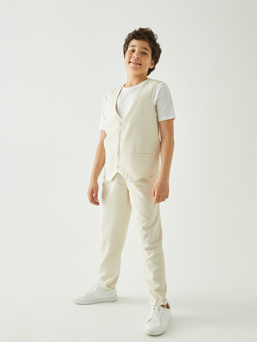Relaxed Fit Elasticated Waist Linen Blend Boys' Trousers