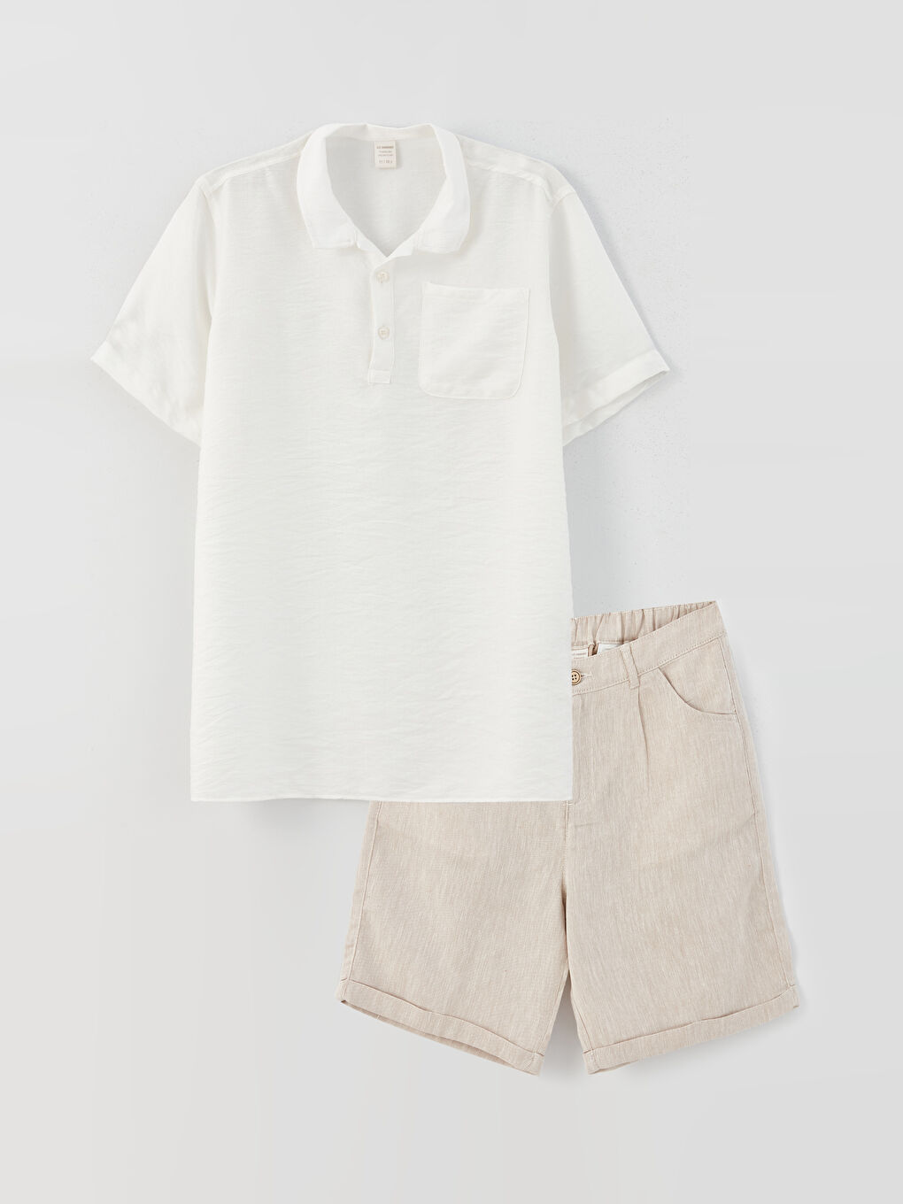 Linen Blend Boys' Shirt and Shorts-3