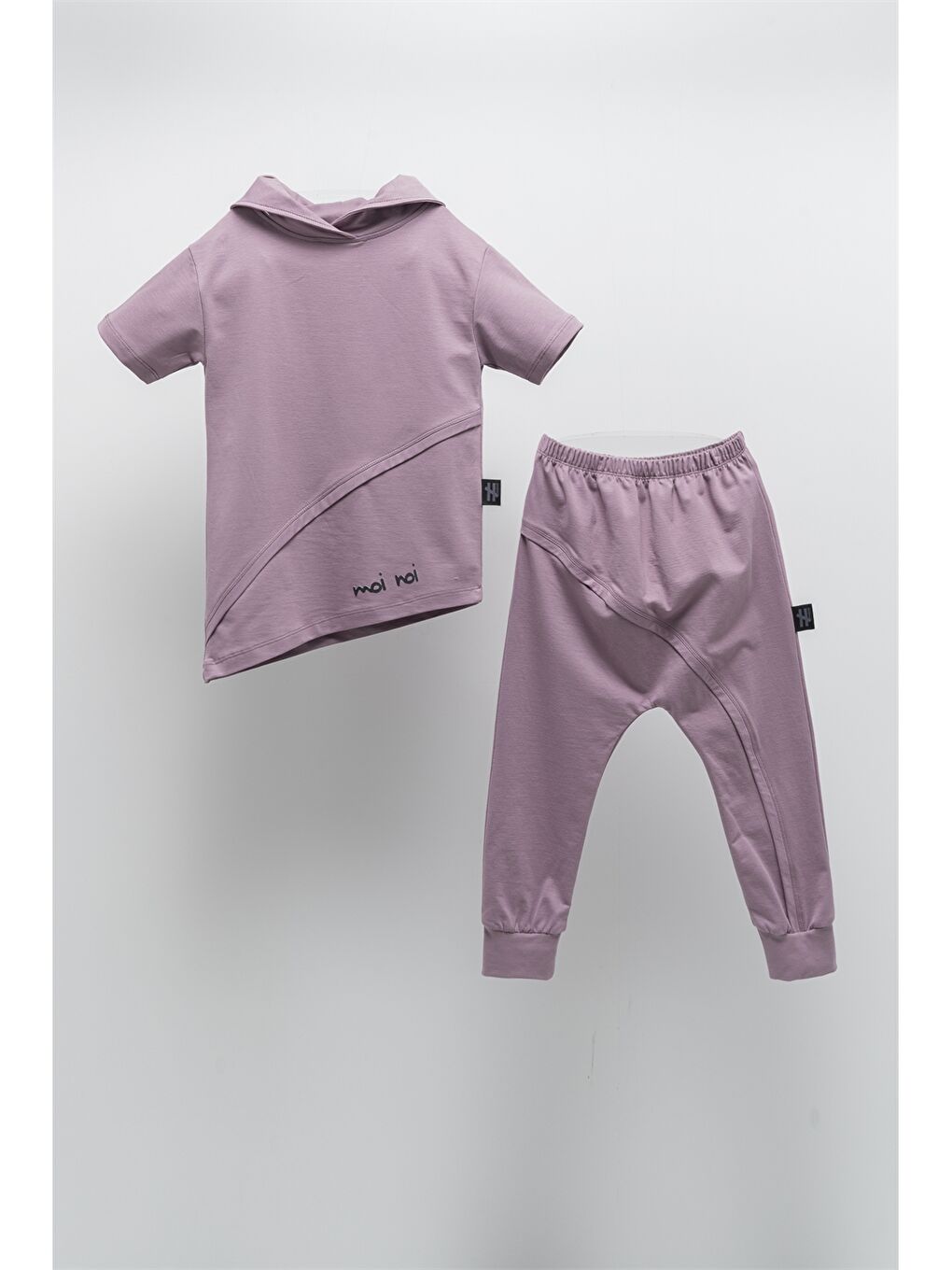 Mor Kapüşonlu Erkek Bebek Sweatshirt ve Eşofman Alt 2'li Takım