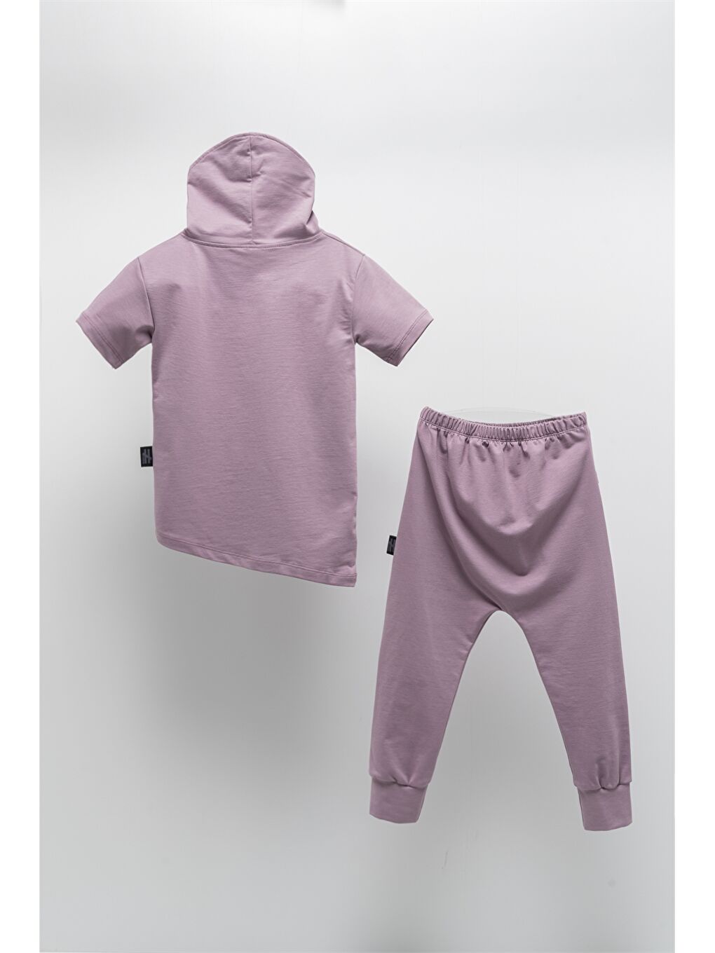 Mor Kapüşonlu Erkek Bebek Sweatshirt ve Eşofman Alt 2'li Takım-1