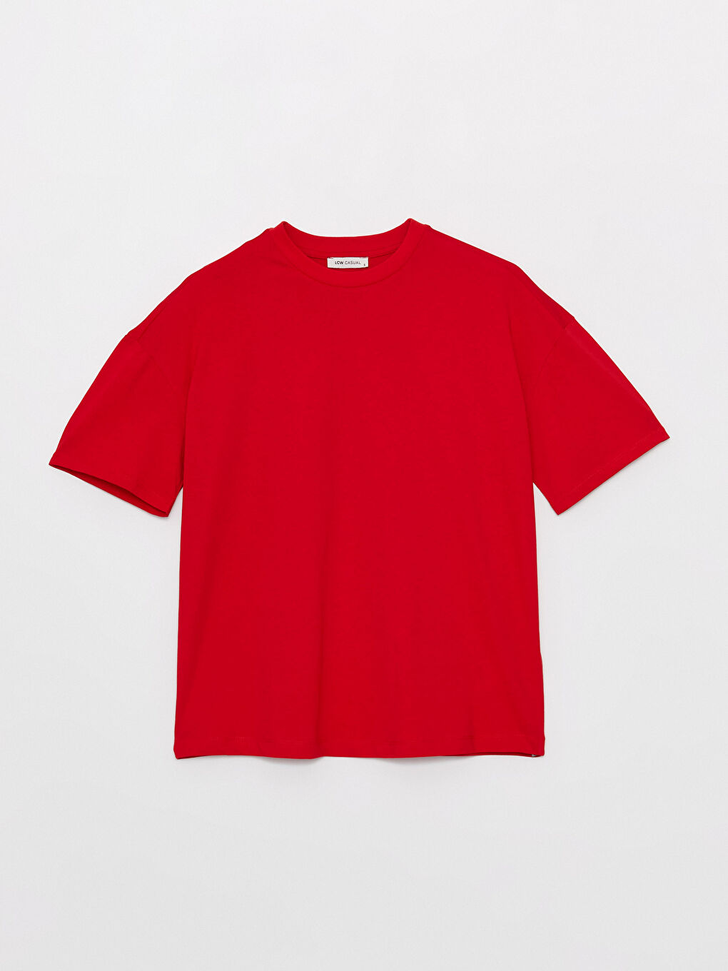 Kırmızı Bisiklet Yaka Baskılı Kısa Kollu Oversize Kadın Tişört-6