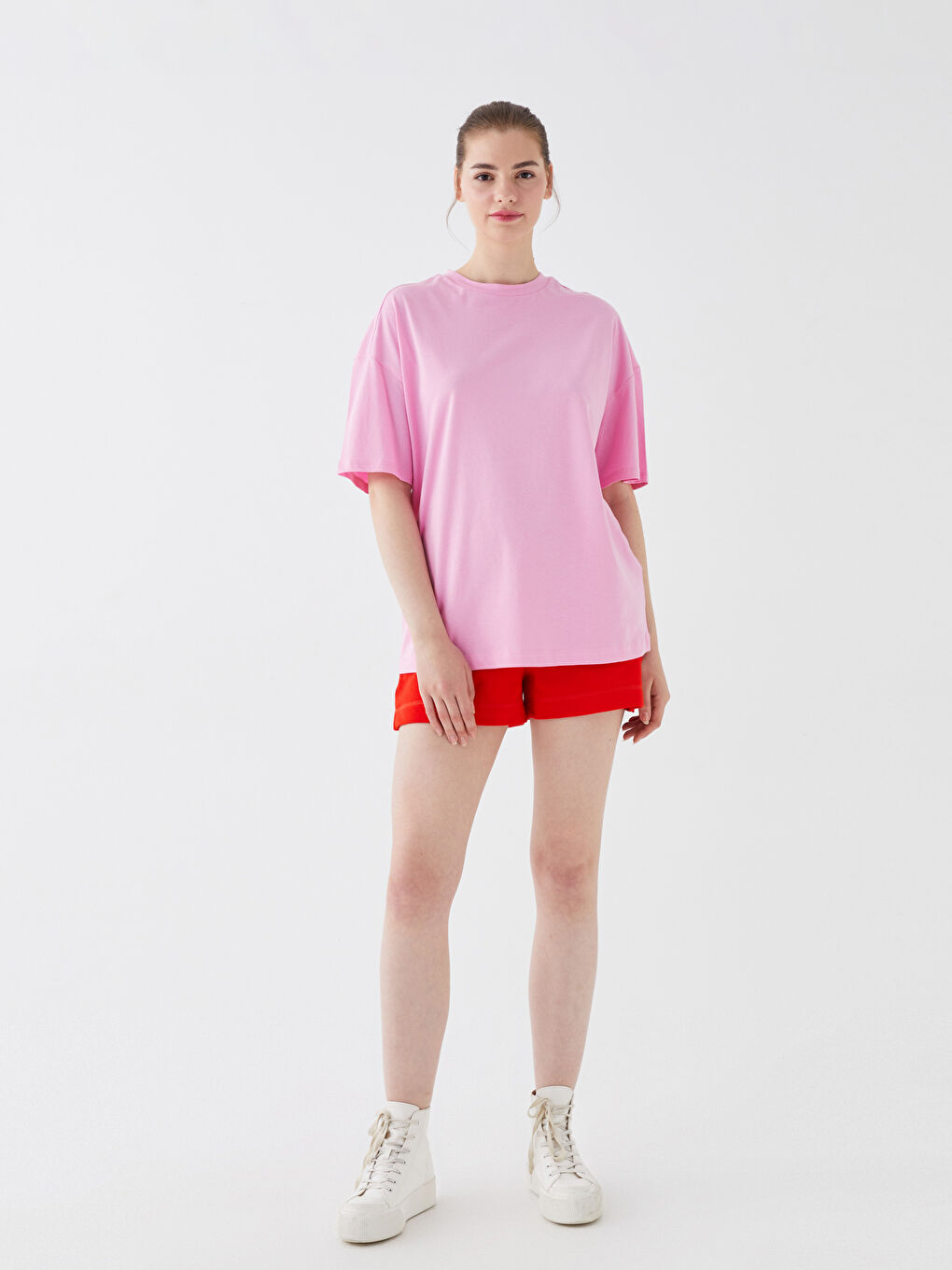 Crew Neck Printed Short Sleeve Oversize Women's T-Shirt-1