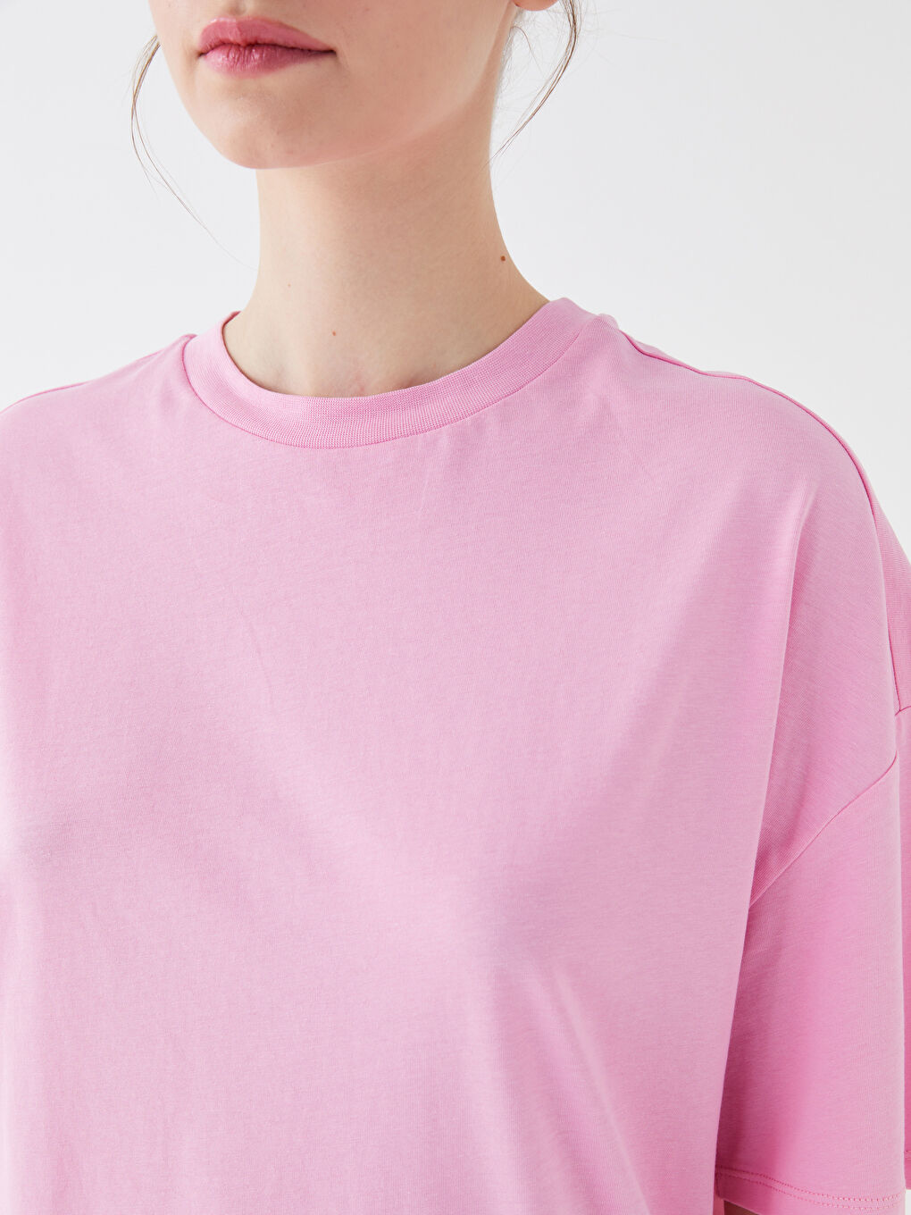 Crew Neck Printed Short Sleeve Oversize Women's T-Shirt-3