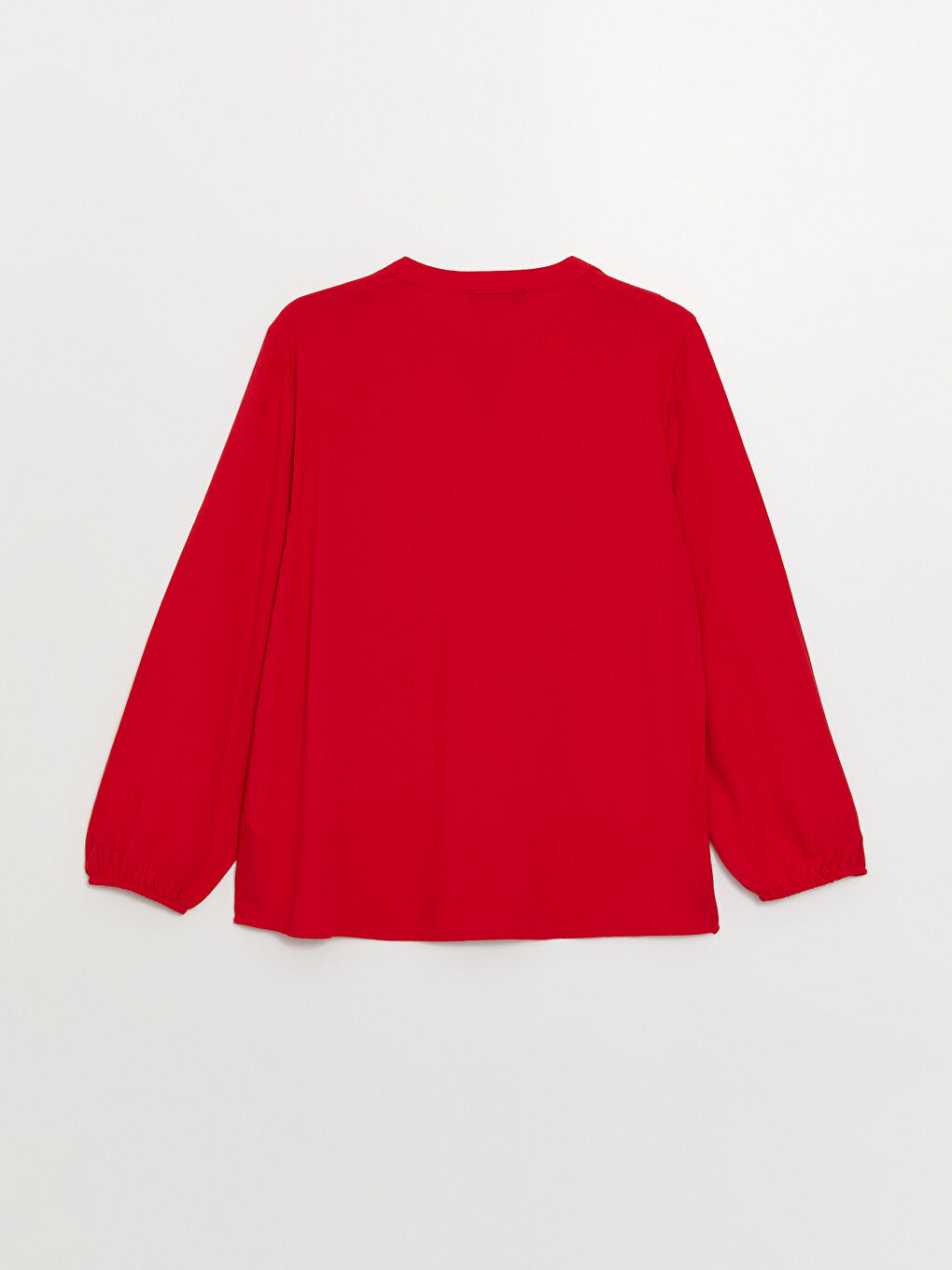 Tie Neck Plain Long Sleeve Women's Blouse-6