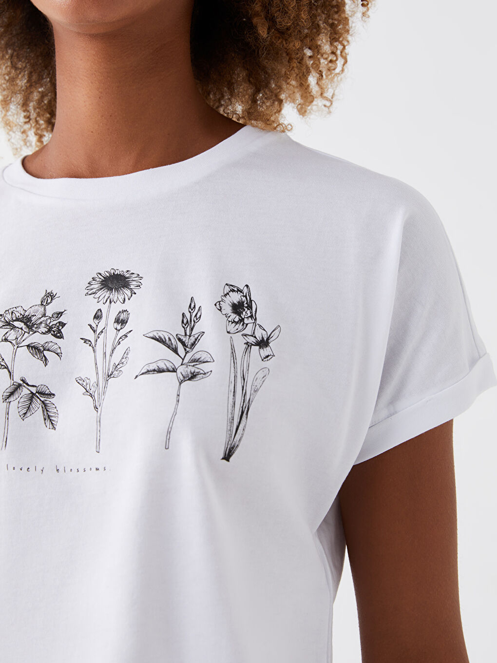 Crew Neck Printed Short Sleeve Women's Crop Top-3