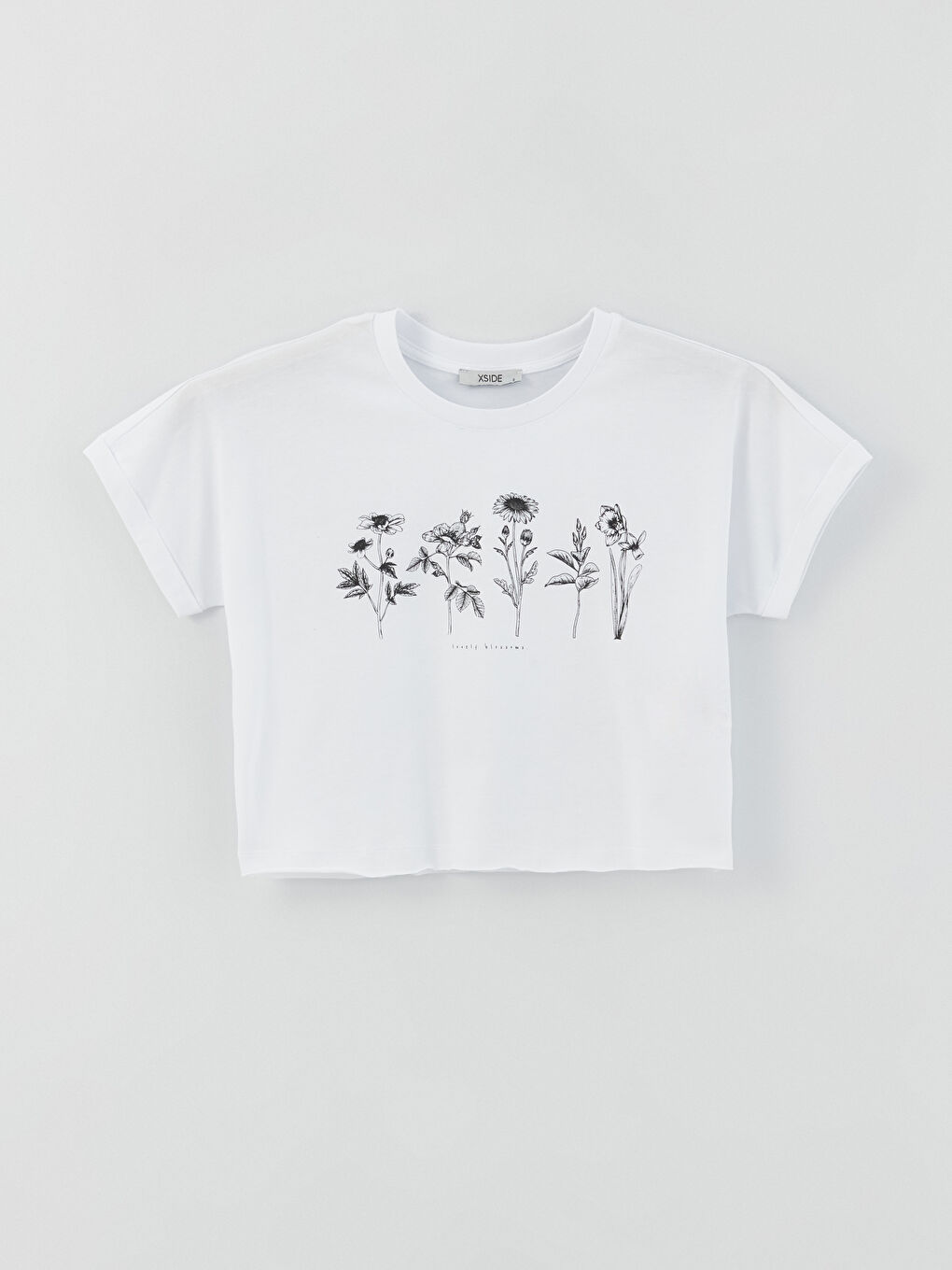 Crew Neck Printed Short Sleeve Women's Crop Top-5