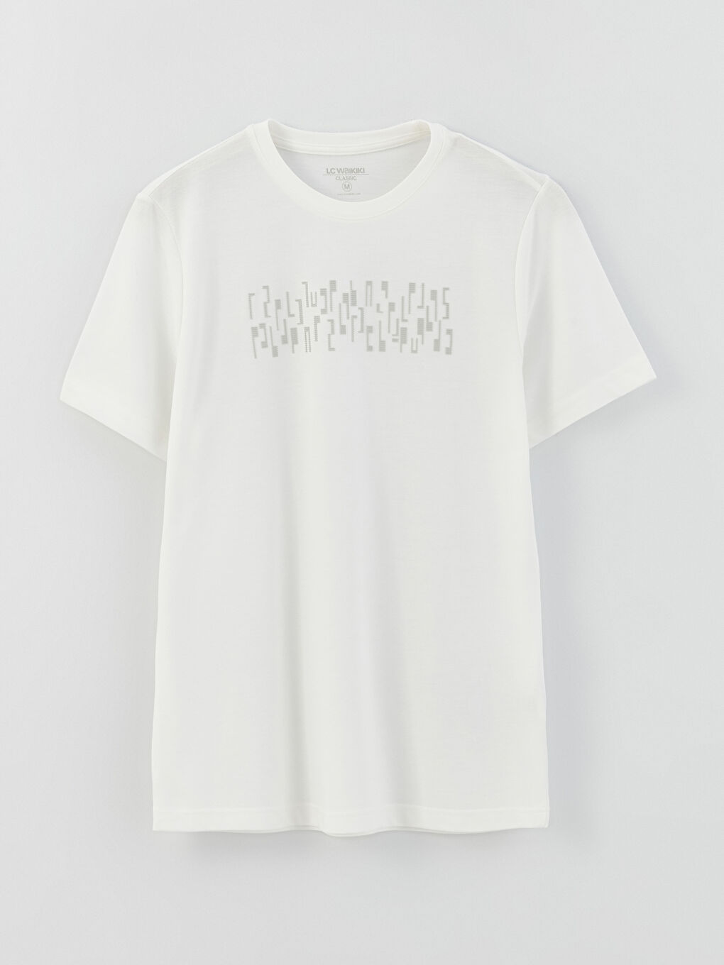 Ekru Bisiklet Yaka Kısa Kollu Baskılı Erkek Tişört-5