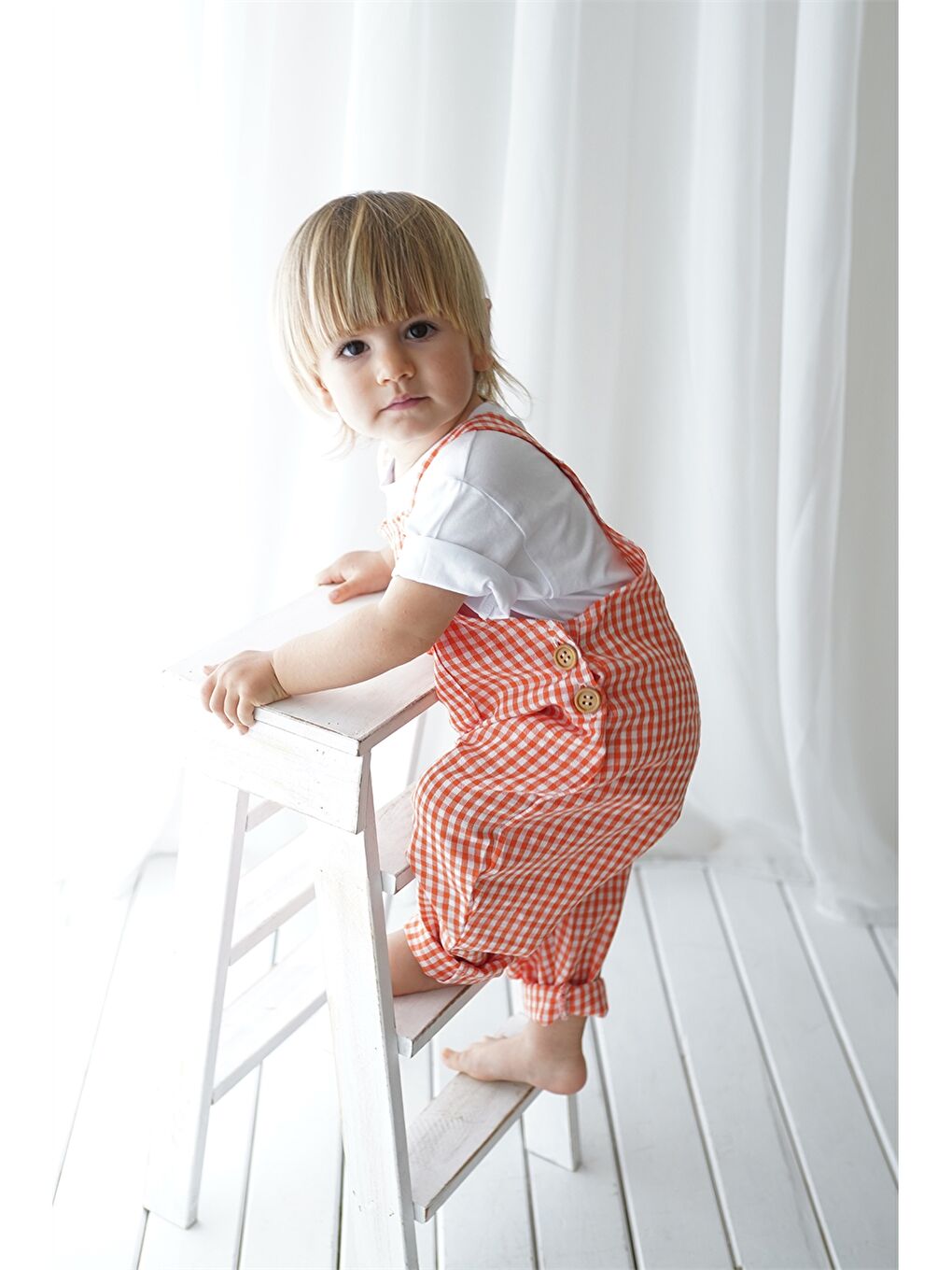 Turuncu Kare Yaka Unisex Bebek Tulum-1