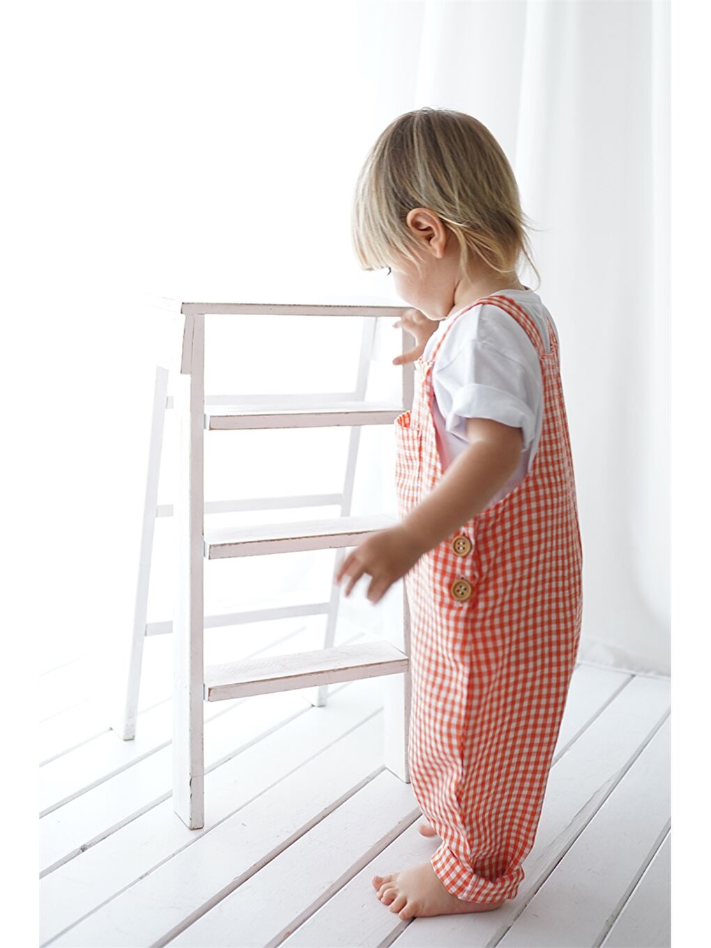 Turuncu Kare Yaka Unisex Bebek Tulum-2