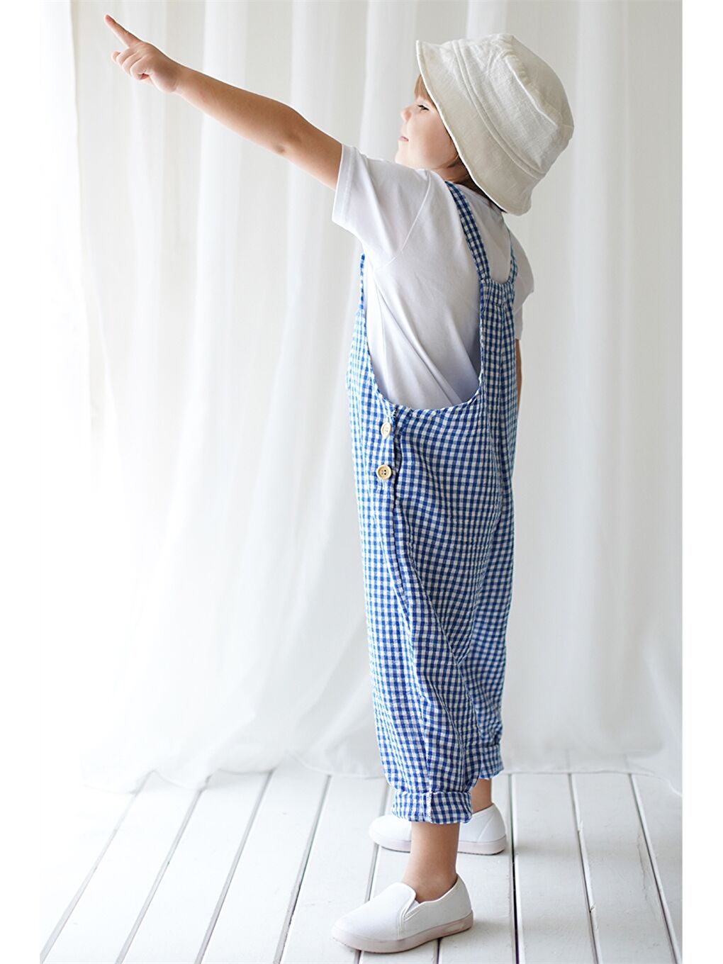 Mavi Kare Yaka Unisex Bebek Tulum-2