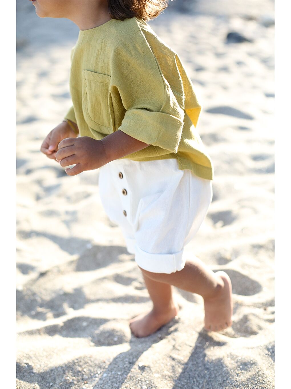 Yeşil Erkek Bebek Gömlek ve Şort 2'li Takım-1