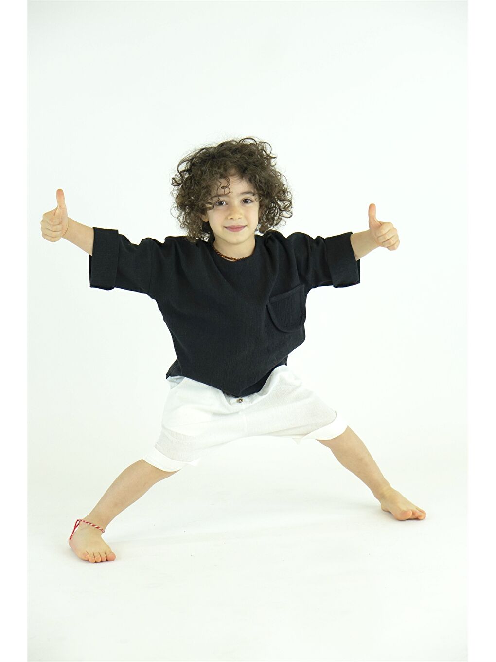 Siyah Erkek Bebek Gömlek ve Şort 2'li Takım-4