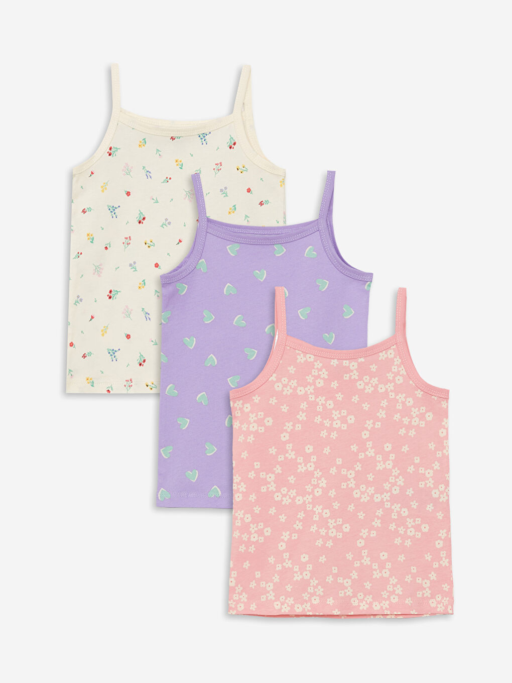 Lila Kare Yaka Desenli Kız Bebek Atlet 3'lü