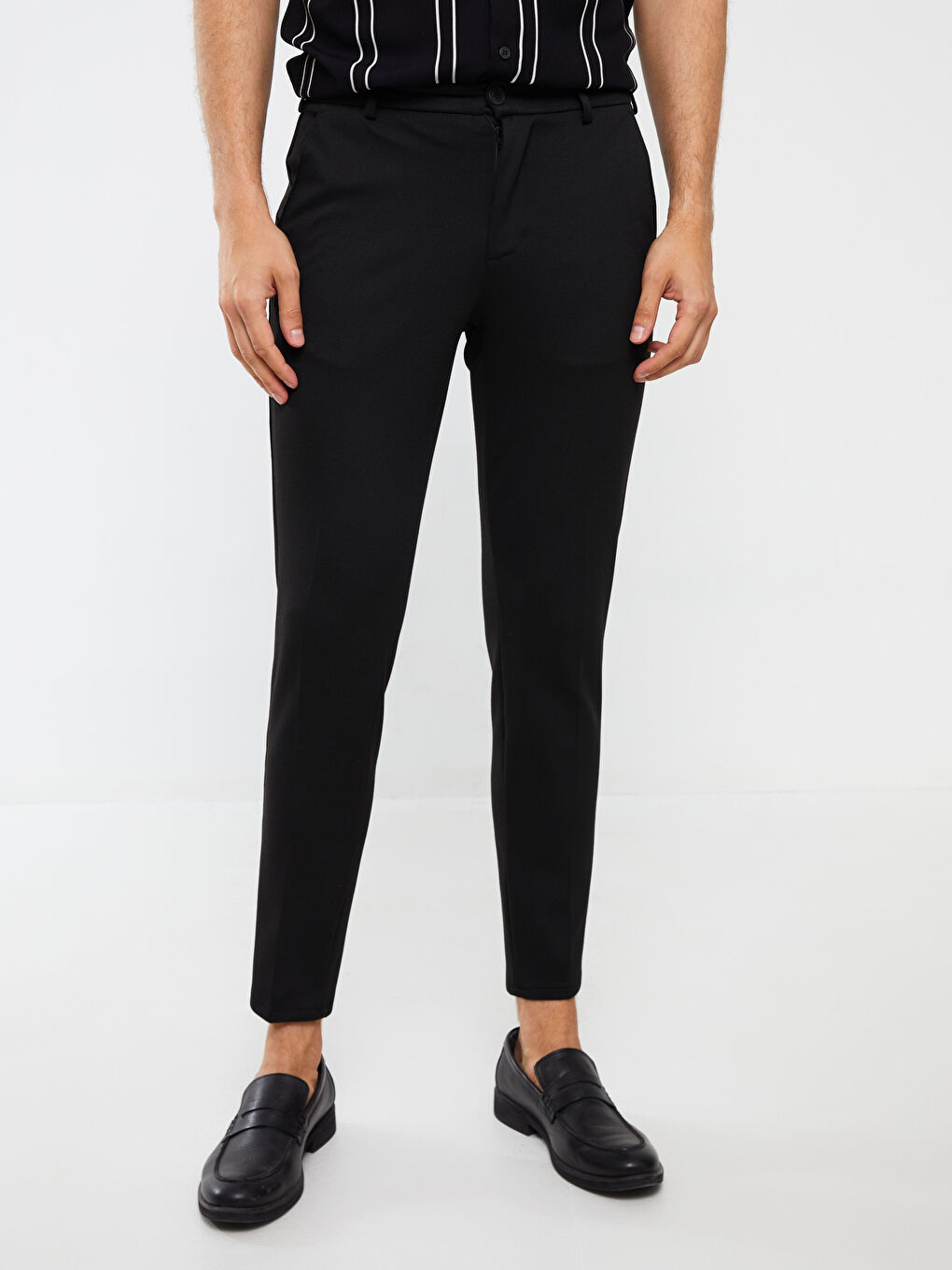 Siyah Dar Kalıp Erkek Chino Pantolon-2