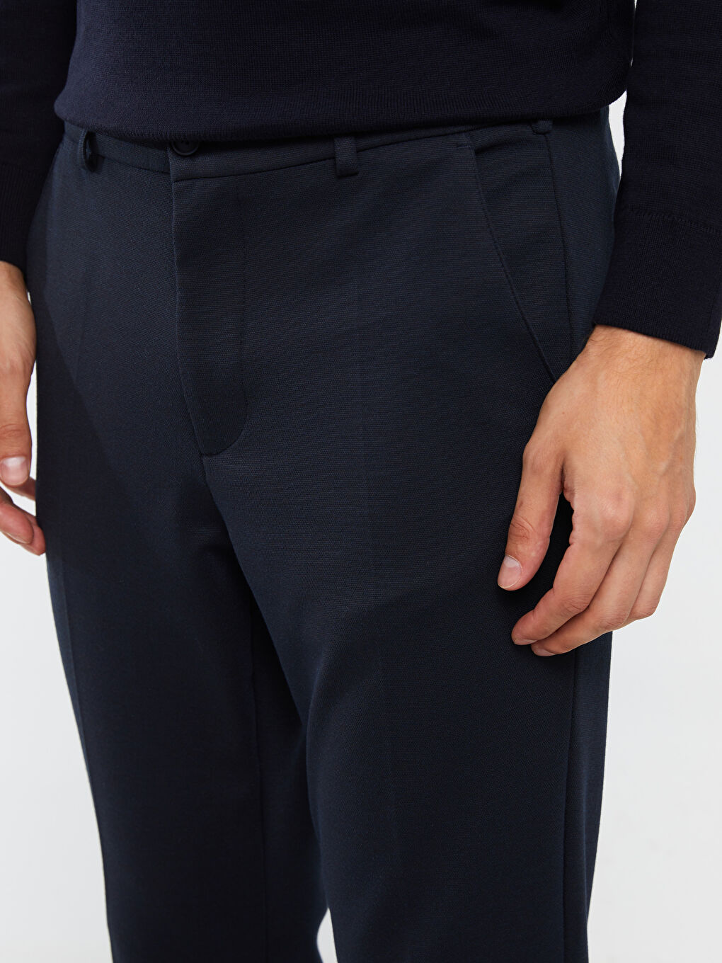 Lacivert Dar Kalıp Erkek Chino Pantolon-1