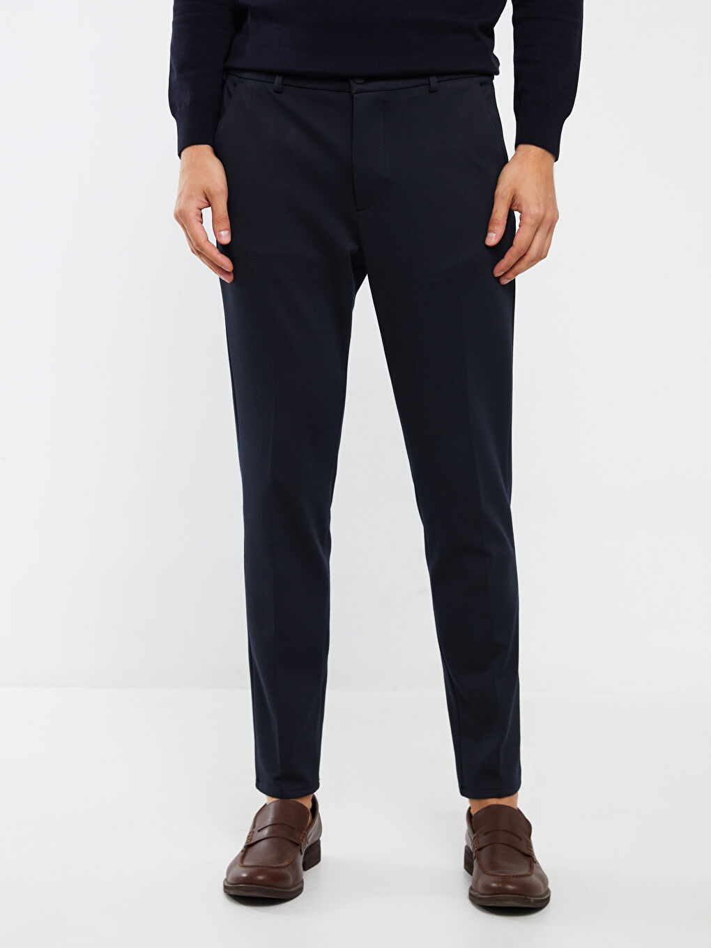 Lacivert Dar Kalıp Erkek Chino Pantolon-2