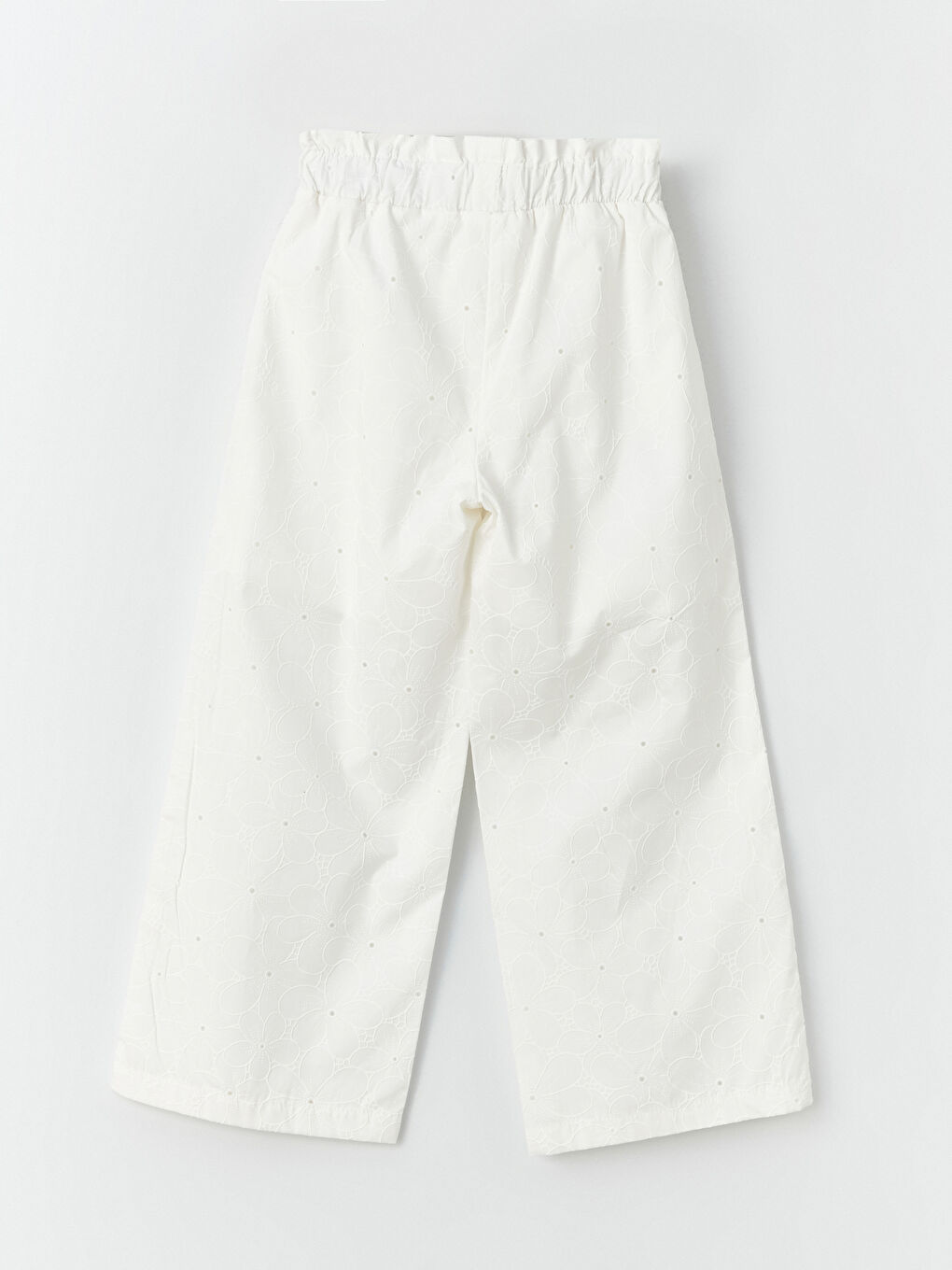 Beyaz Wideleg Kız Çocuk Pantolon-2