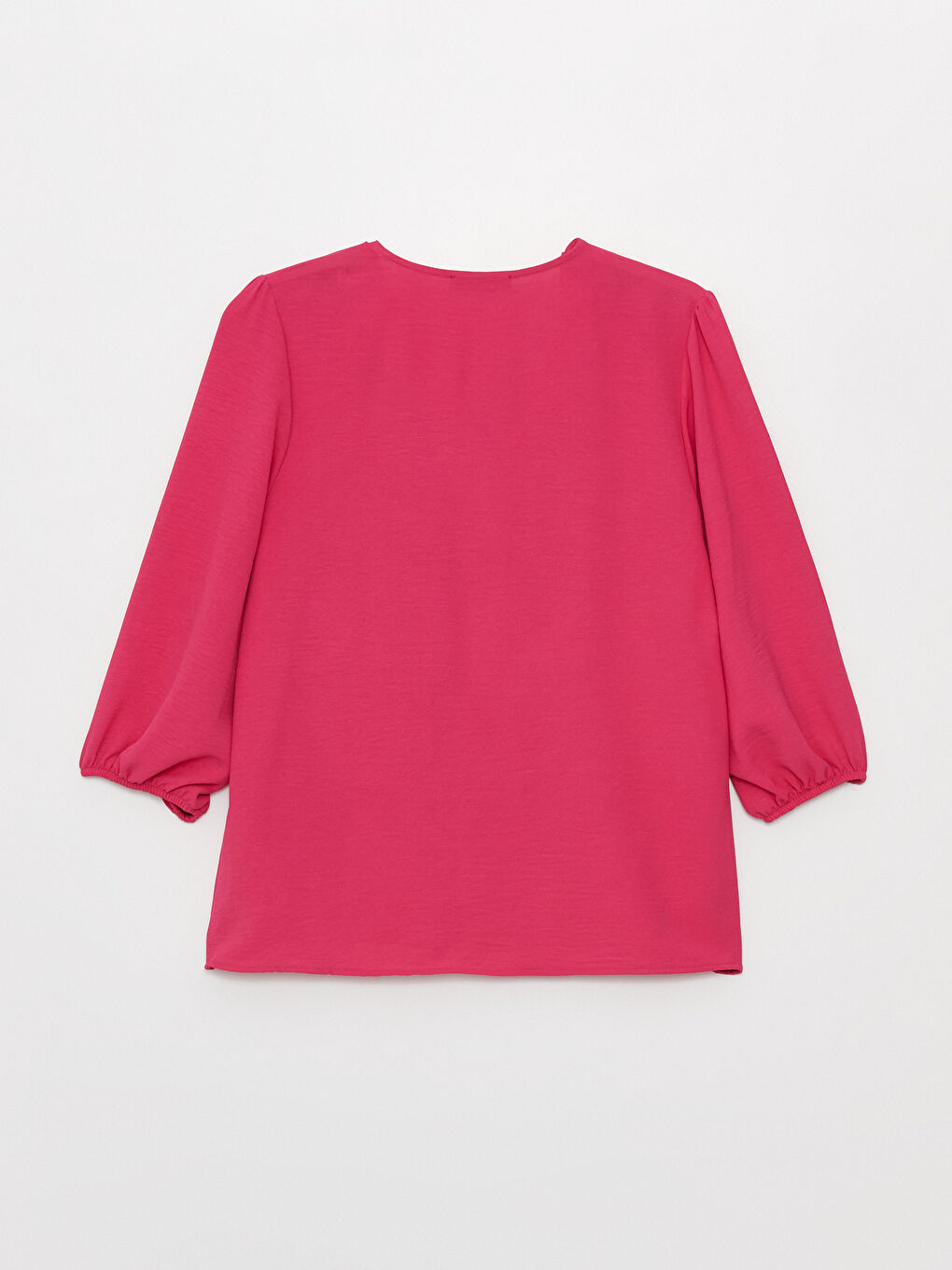 Fuşya Kadın V Yaka Düz Bluz-6