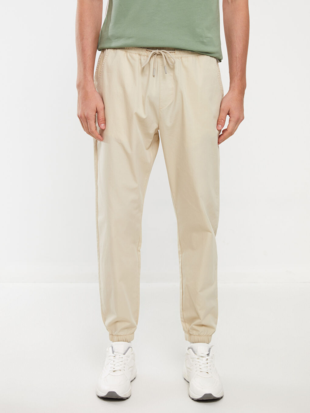 Bej Standart Kalıp Erkek Jogger Pantolon-1