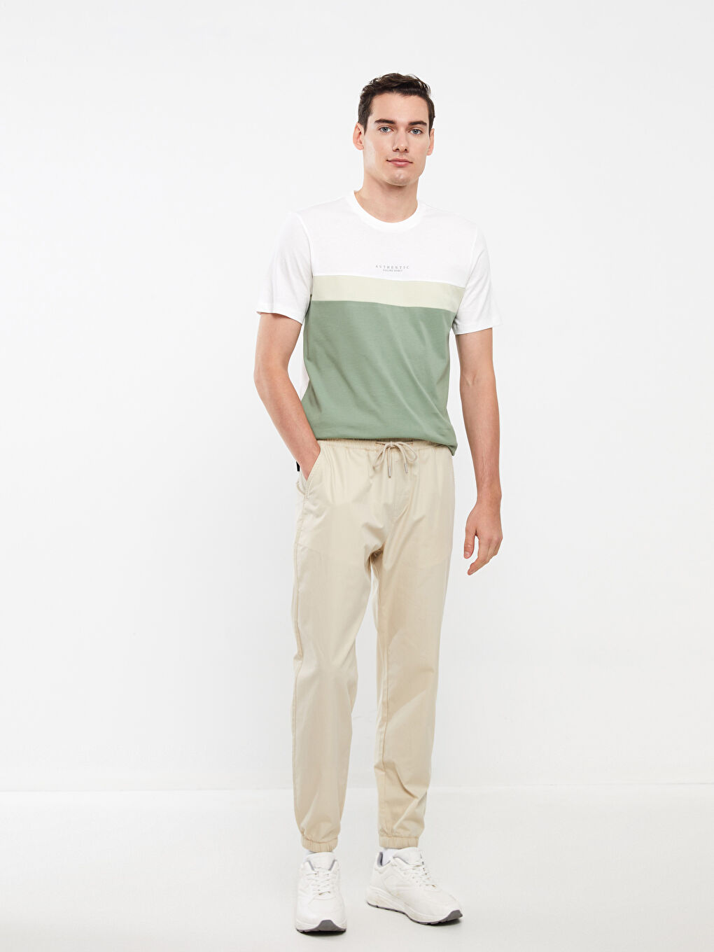 Bej Standart Kalıp Erkek Jogger Pantolon-2