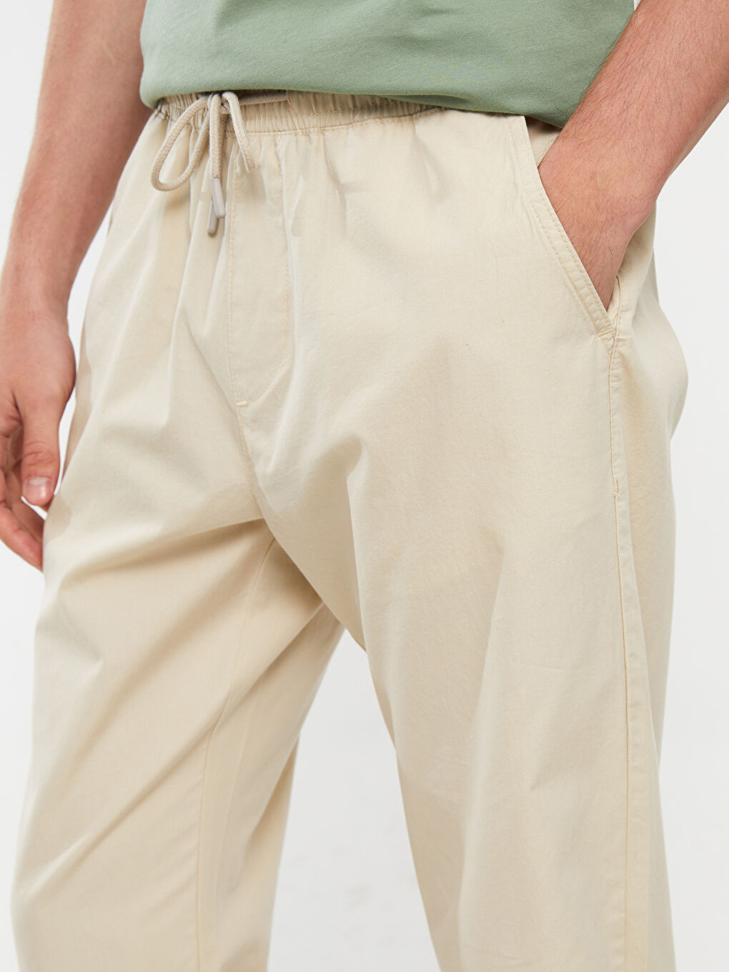 Bej Standart Kalıp Erkek Jogger Pantolon-3