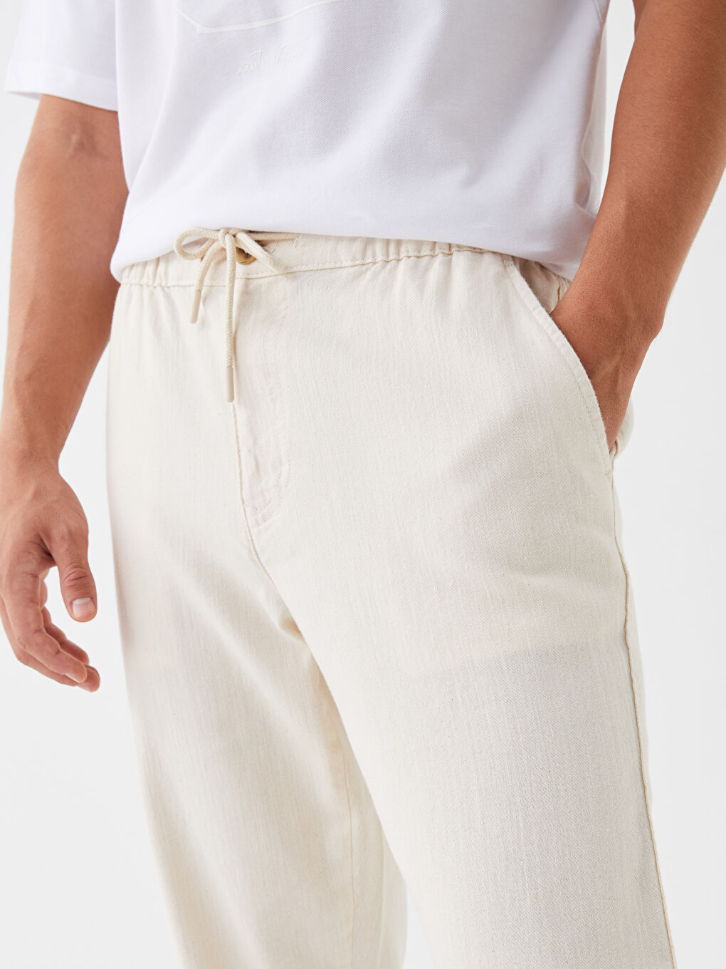 Bej Standart Kalıp Erkek Pantolon-2