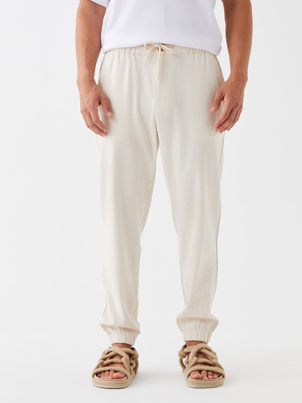 Bej Standart Kalıp Erkek Pantolon-3