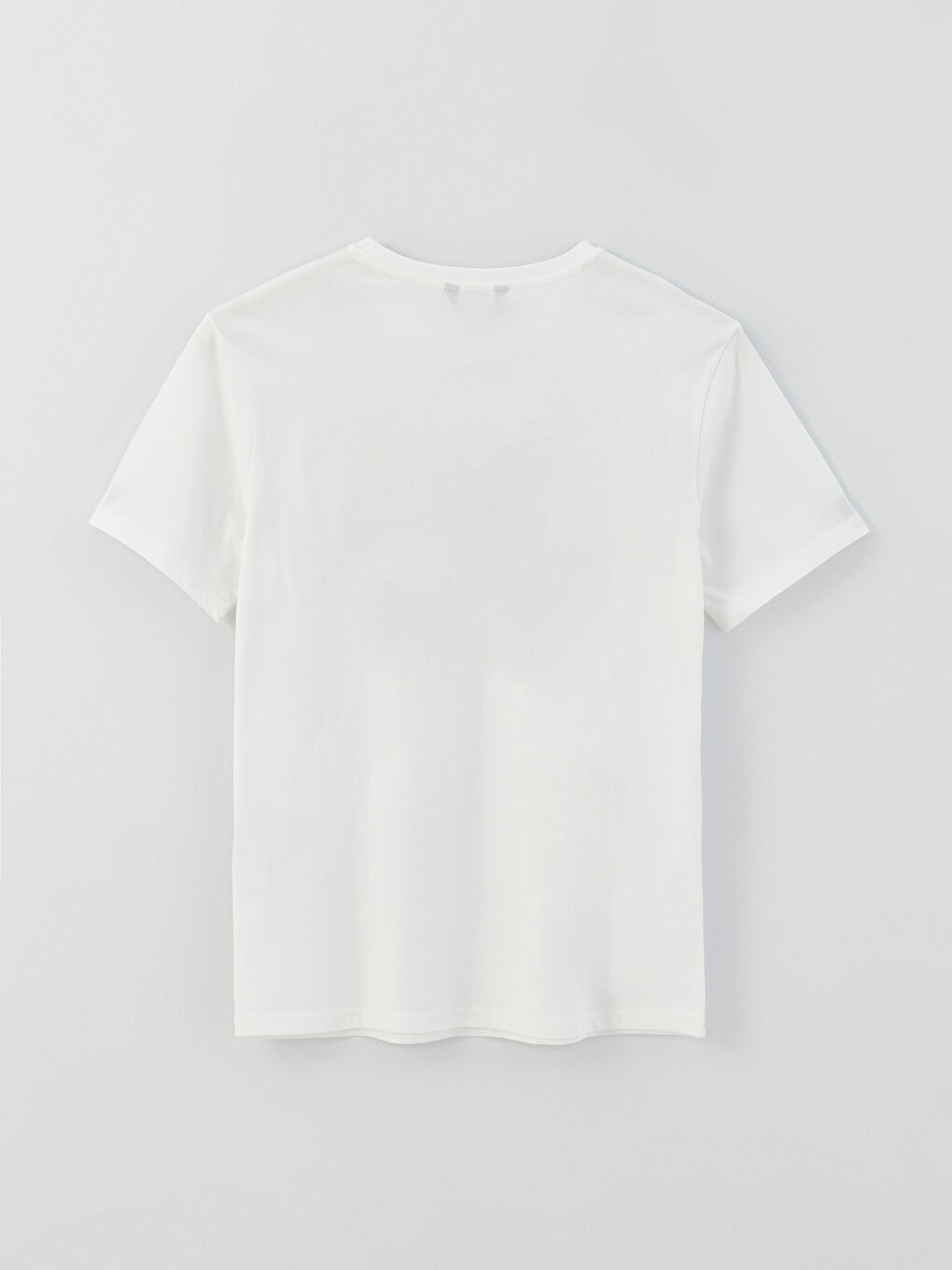 Beyaz Bisiklet Yaka Kısa Kollu Baskılı Penye Erkek Tişört-6