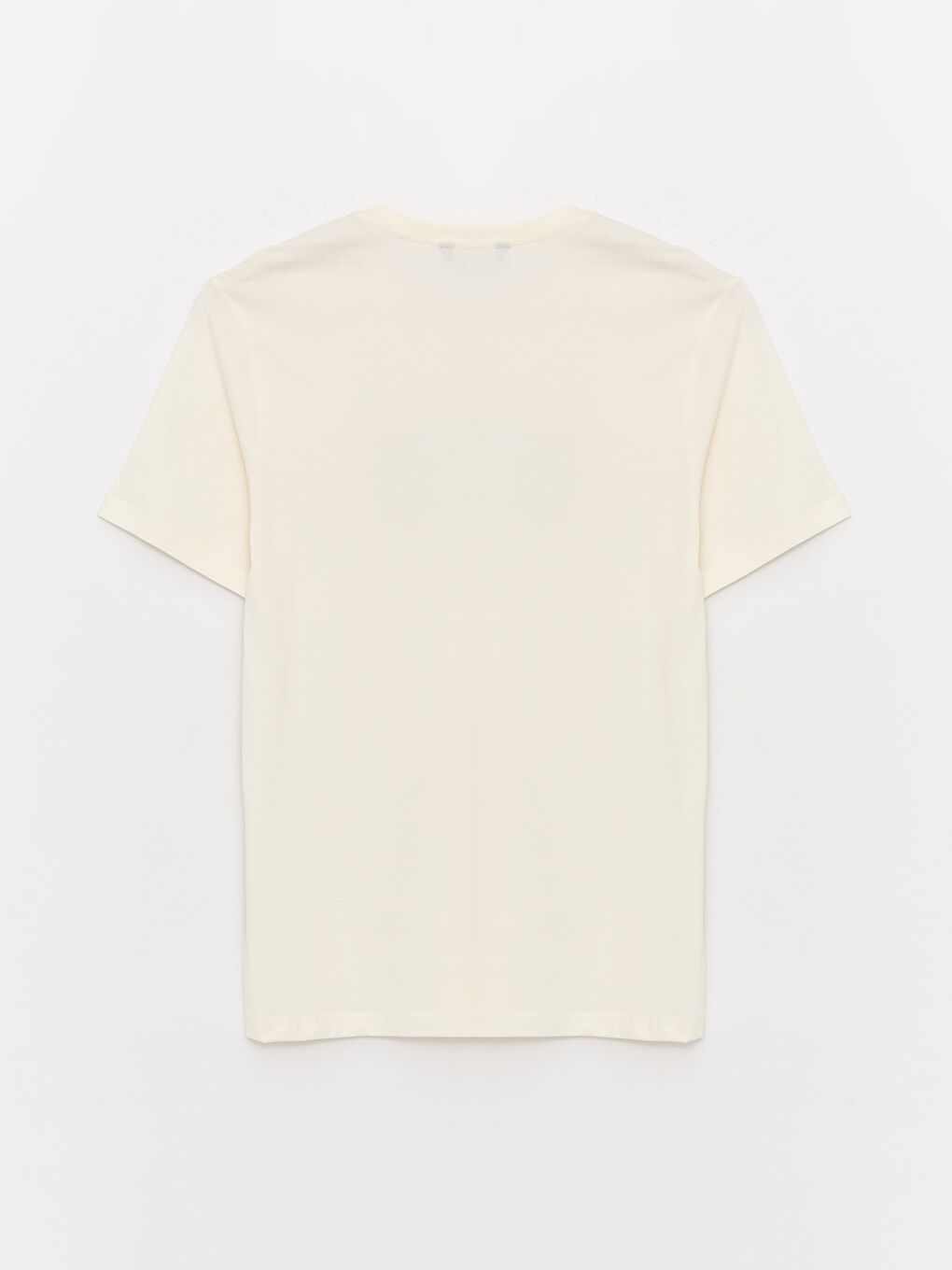 Ekru Bisiklet Yaka Kısa Kollu Baskılı Penye Erkek Tişört-6