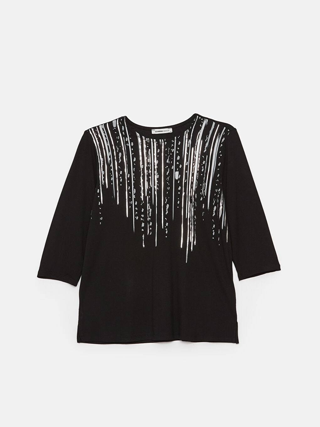 بلوز یه‌خه‌ خڕ نەخشدار قۆڵ درێژ بۆ ژنان-5