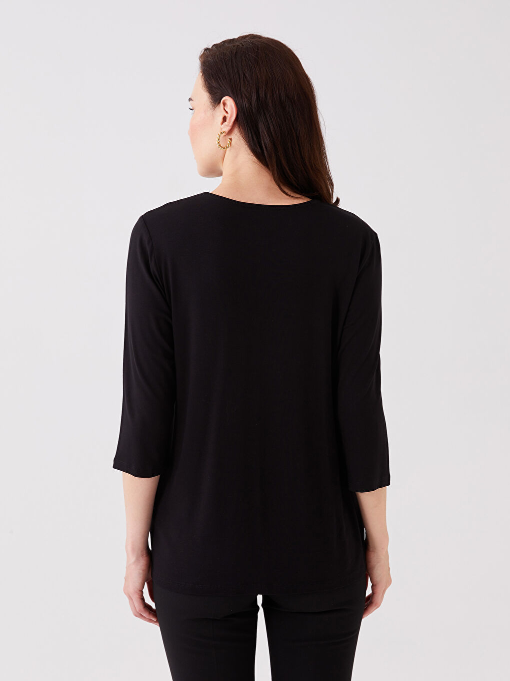 بلوز یه‌خه‌ خڕ نەخشدار قۆڵ درێژ بۆ ژنان-4