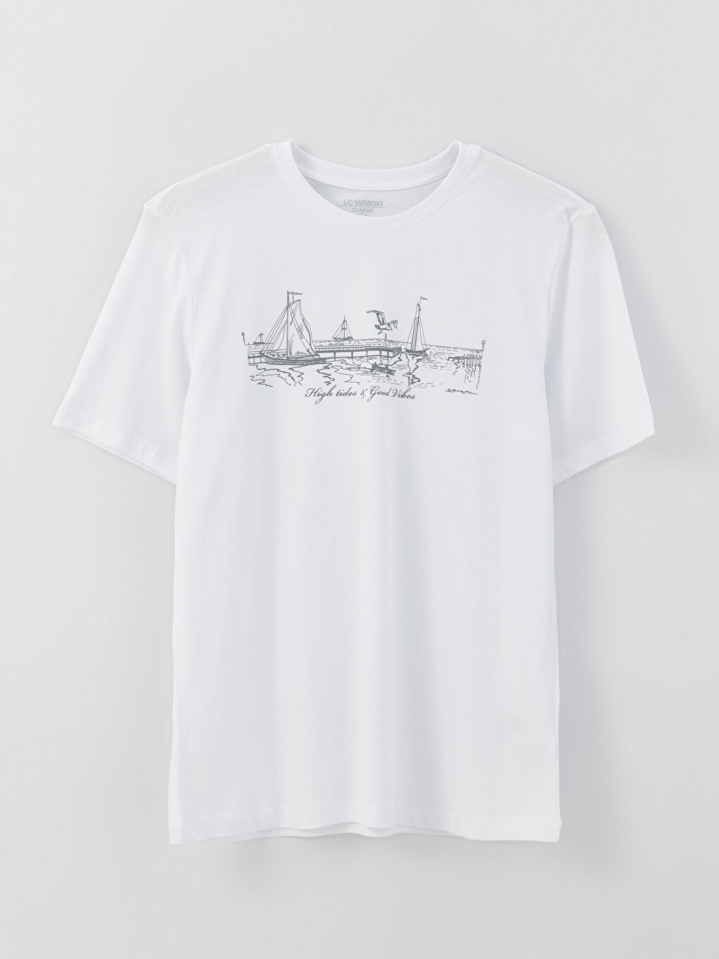Κοντομάνικο T-shirt με Στρογγυλή Λαιμόκοψη, Εκτυπωμένο, από Χτενισμένο Βαμβάκι για Άνδρες-5