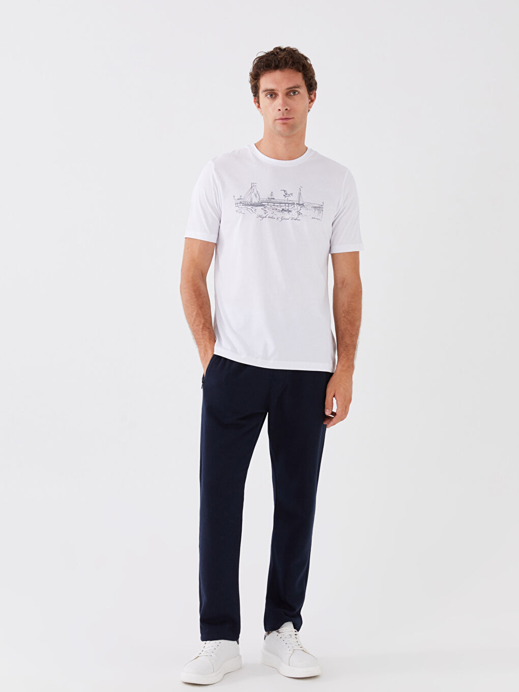 Κοντομάνικο T-shirt με Στρογγυλή Λαιμόκοψη, Εκτυπωμένο, από Χτενισμένο Βαμβάκι για Άνδρες-2