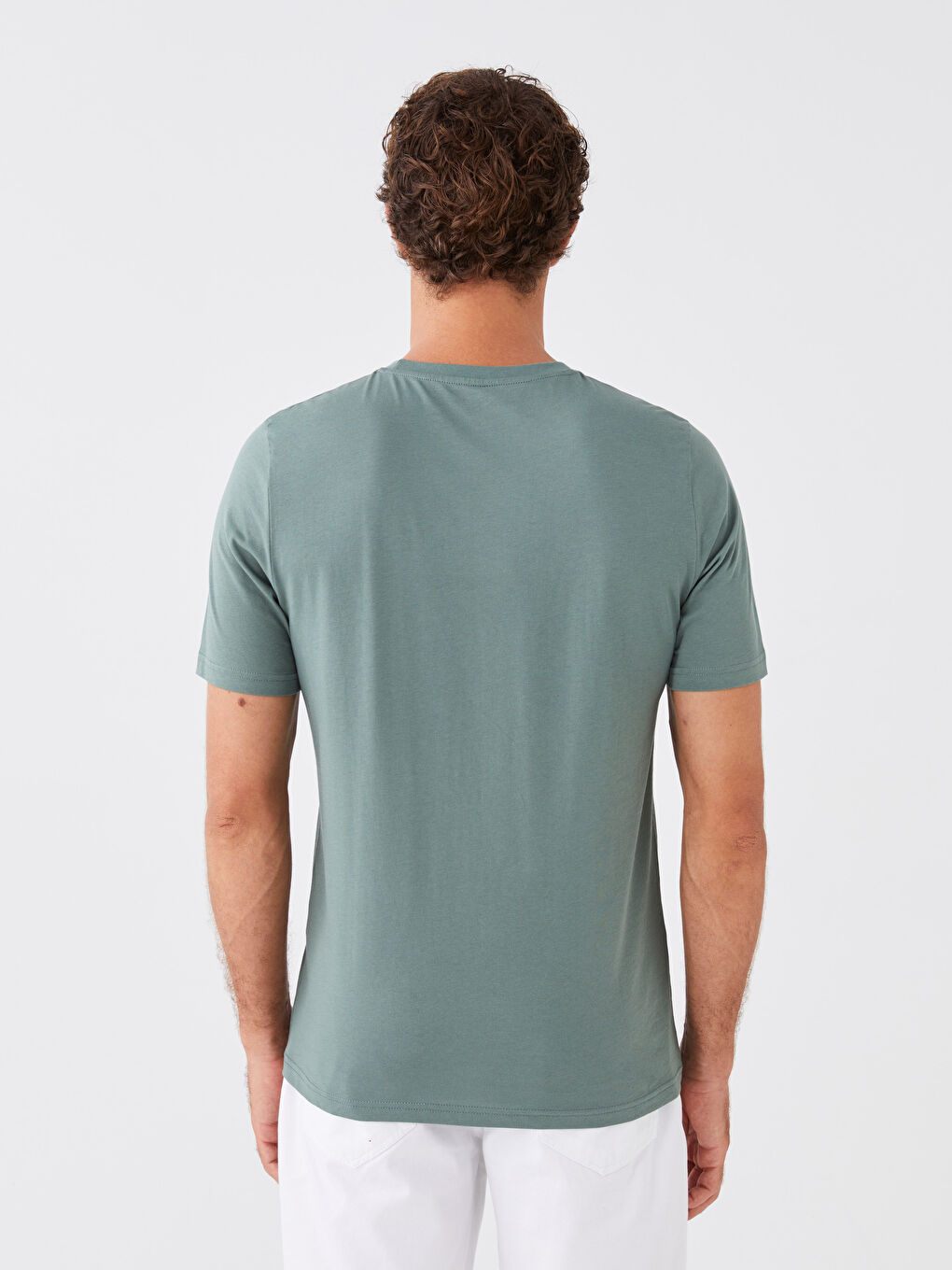 Yeşil Bisiklet Yaka Kısa Kollu Baskılı Penye Erkek Tişört-4