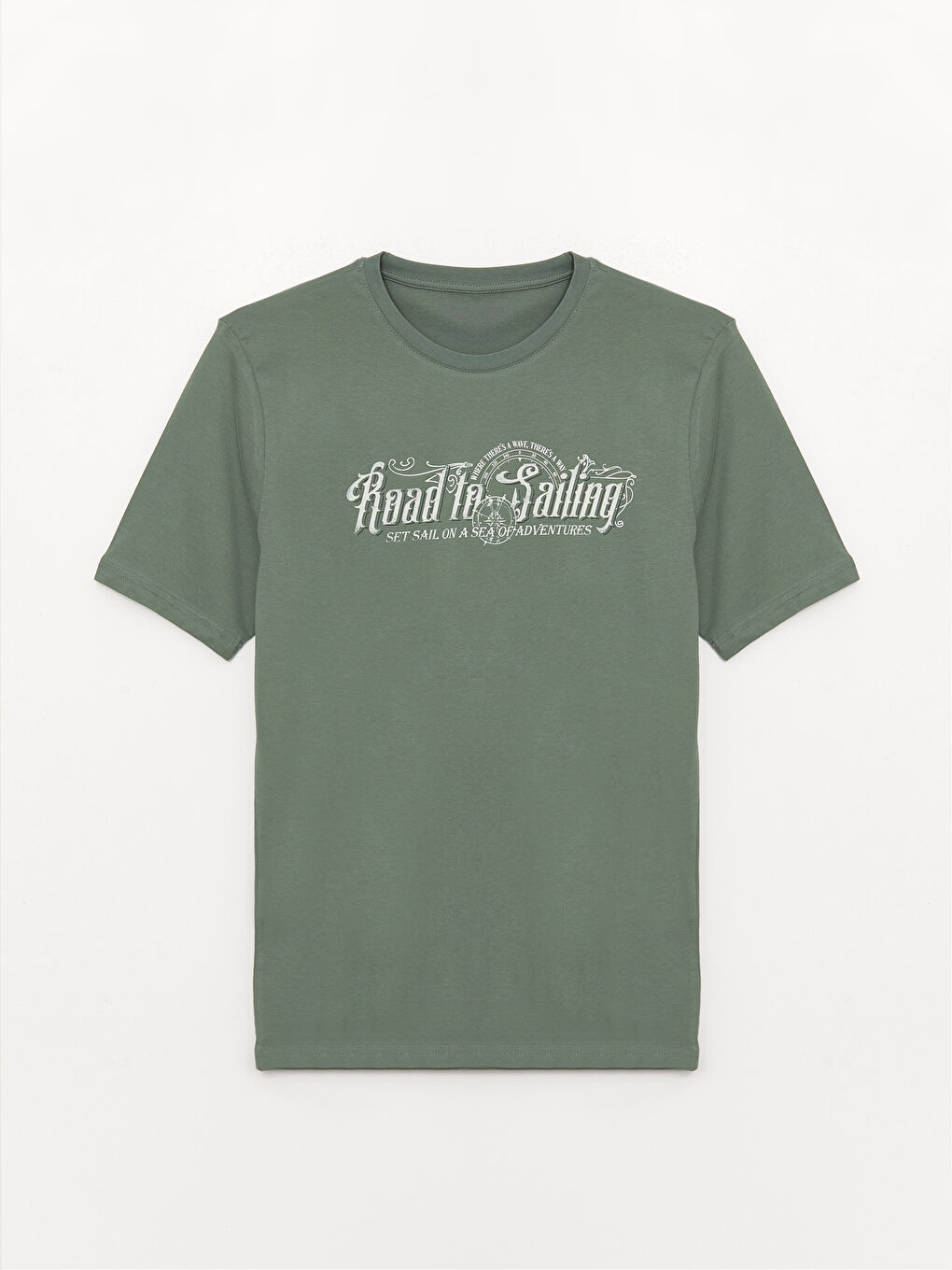 Yeşil Bisiklet Yaka Kısa Kollu Baskılı Penye Erkek Tişört-5