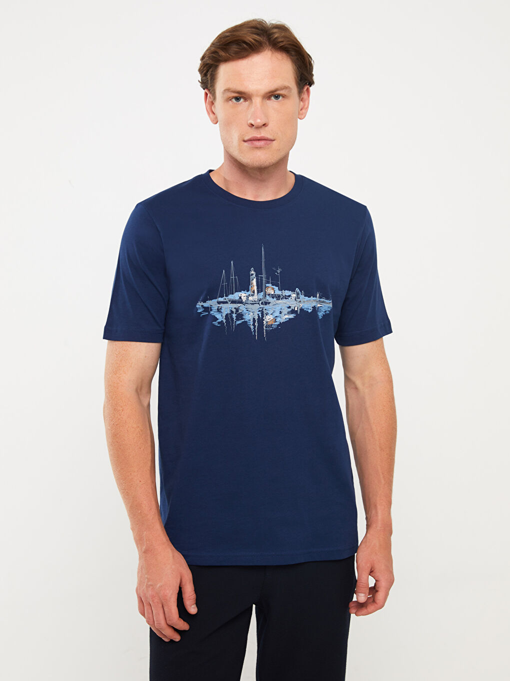 Футболка для чоловіків з круглим вирізом, коротким рукавом, з принтом, з чесаної бавовни