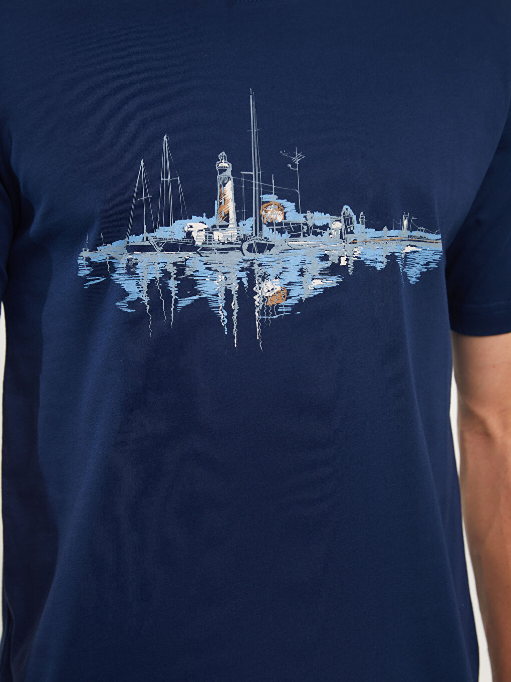 Футболка для чоловіків з круглим вирізом, коротким рукавом, з принтом, з чесаної бавовни-3