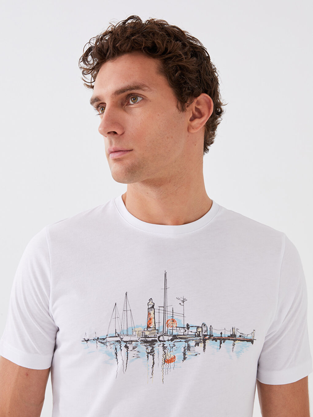 Футболка для чоловіків з круглим вирізом, коротким рукавом, з принтом, з чесаної бавовни