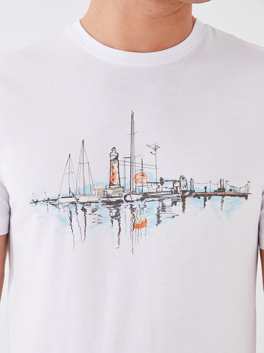 Футболка для чоловіків з круглим вирізом, коротким рукавом, з принтом, з чесаної бавовни-3