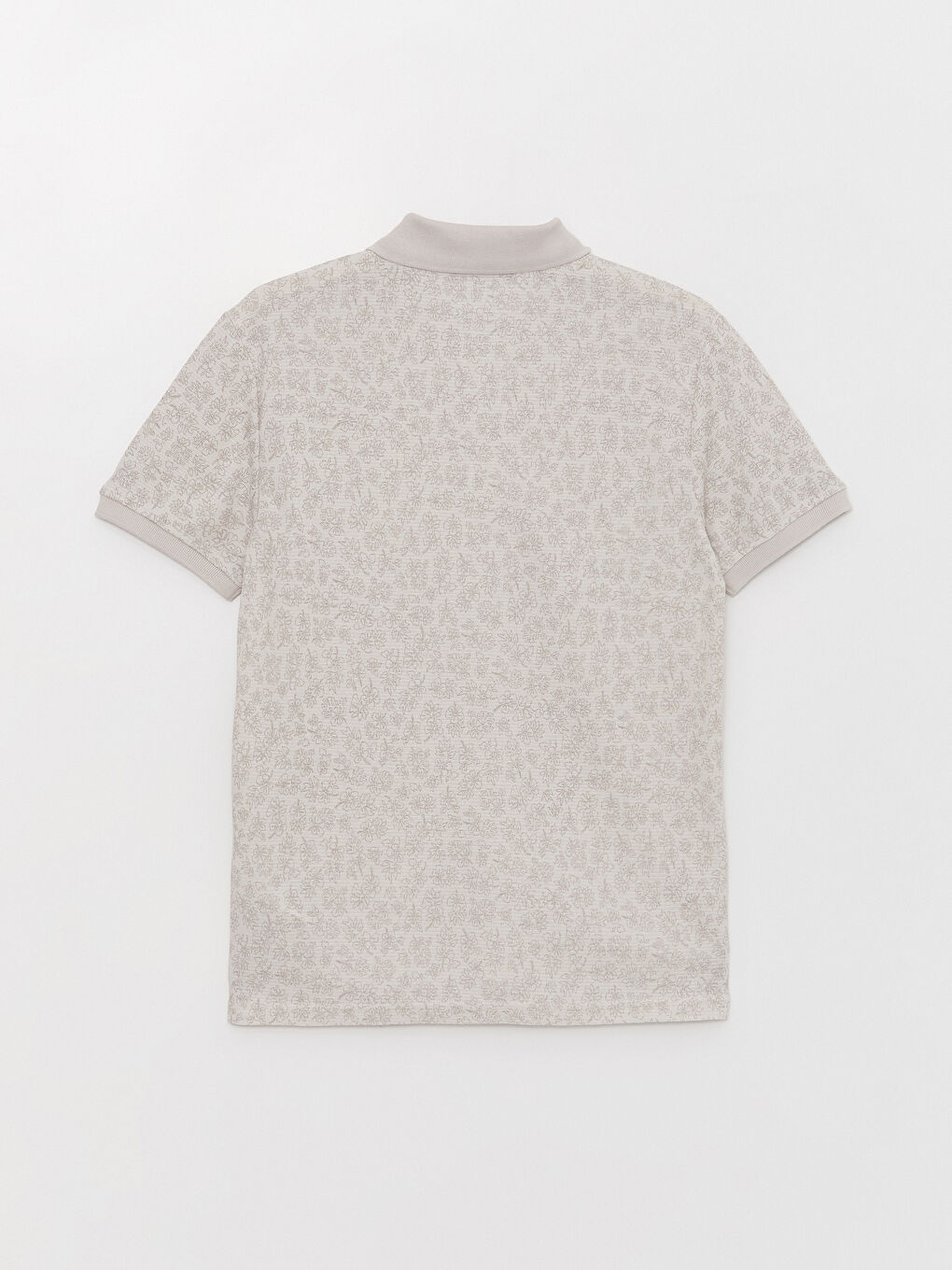 Gri Polo Yaka Kısa Kollu Desenli Erkek Tişört-6