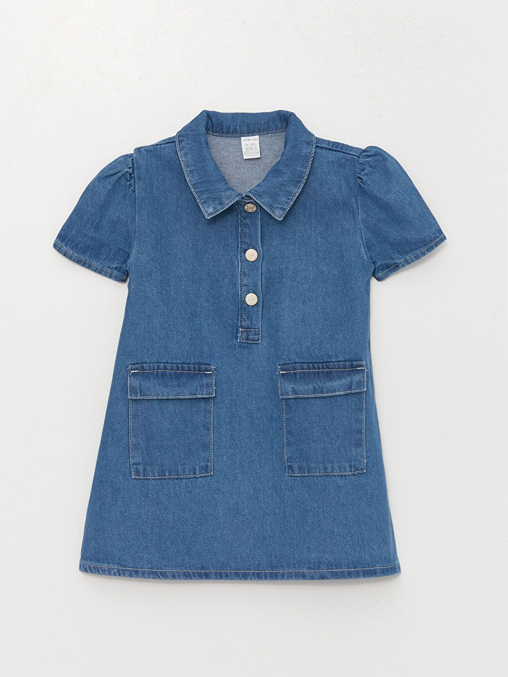 LCW baby Collared Neck Baby Girls' Denim Dress -S3K918Z1-311