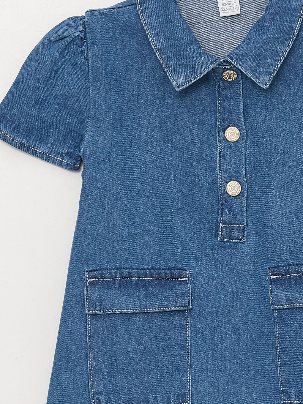 LCW baby Collared Neck Baby Girls' Denim Dress -S3K918Z1-311