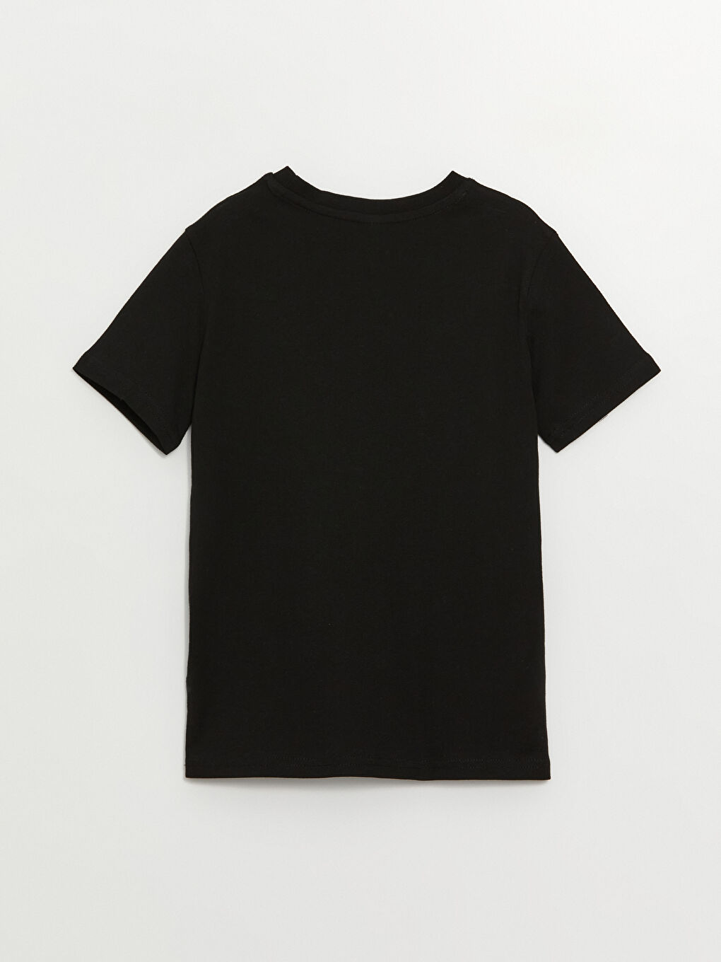 Siyah Bisiklet Yaka Baskılı Kısa Kollu Erkek Çocuk Tişört-1