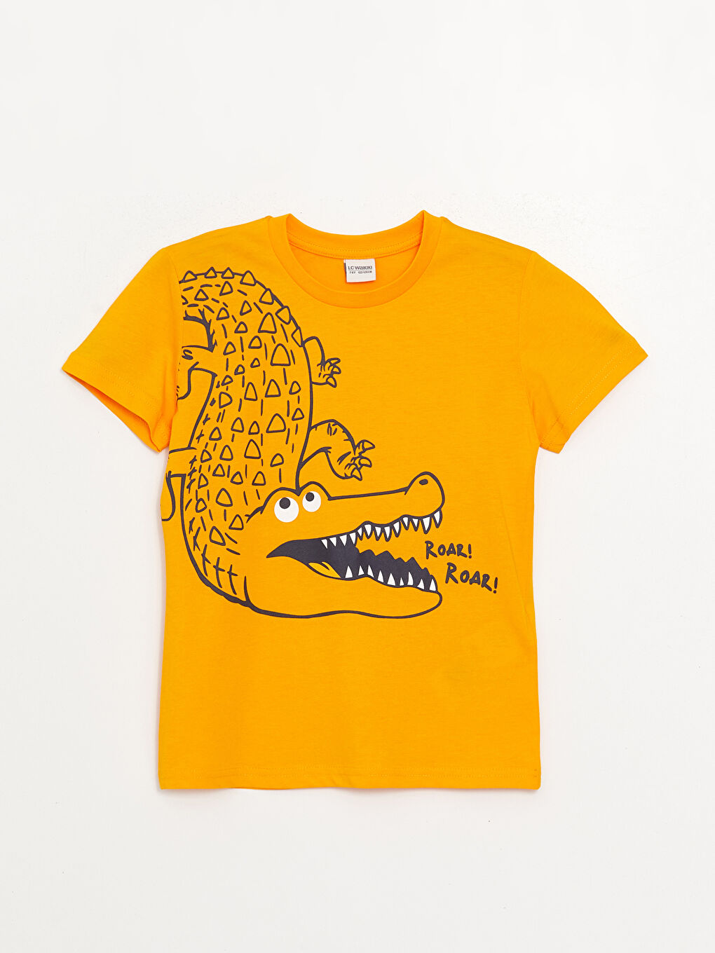 Turuncu Bisiklet Yaka Baskılı Kısa Kollu Erkek Çocuk Tişört