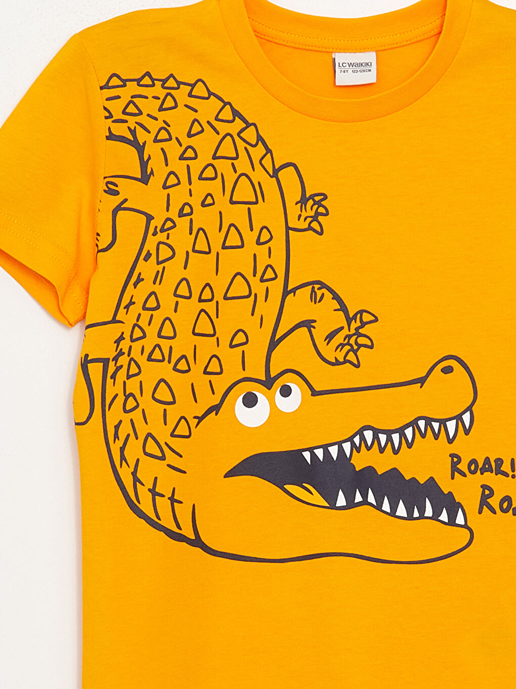 Turuncu Bisiklet Yaka Baskılı Kısa Kollu Erkek Çocuk Tişört-2