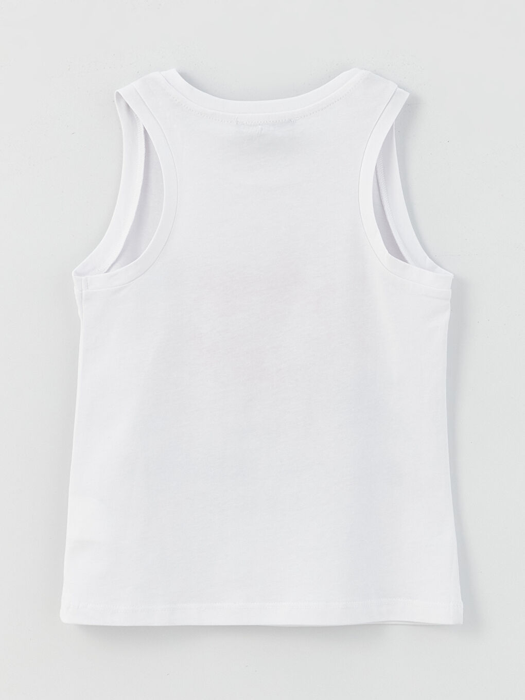 Beyaz Bisiklet Yaka Baskılı Kız Çocuk Atlet-1