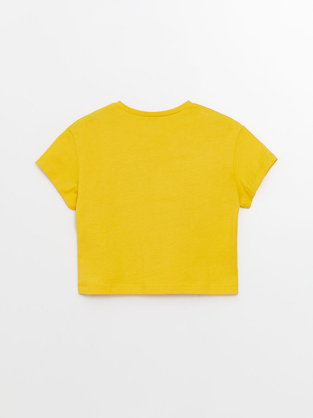 Sarı Bisiklet Yaka Baskılı Kısa Kollu Kız Çocuk Tişört-1