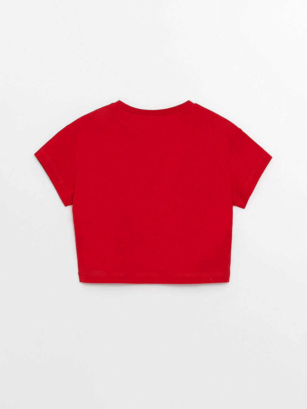 Kırmızı Bisiklet Yaka Baskılı Kısa Kollu Kız Çocuk Tişört-1