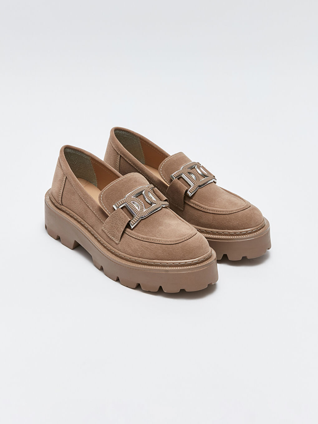 Kahverengi Kalın Taban Kadın Loafer Ayakkabı