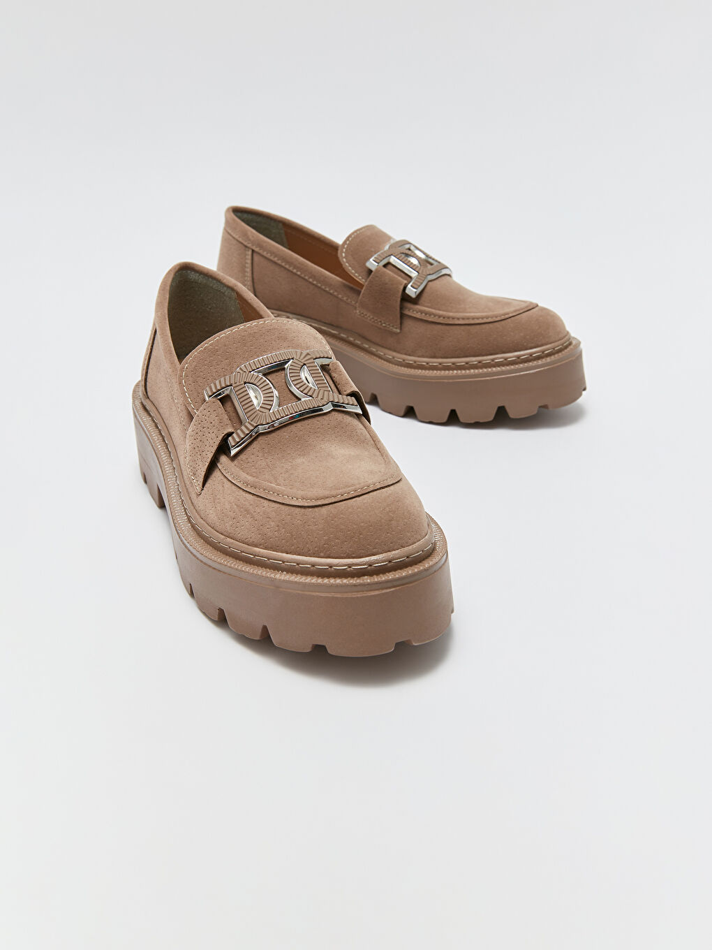 Kahverengi Kalın Taban Kadın Loafer Ayakkabı-2